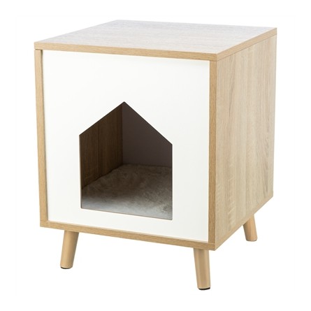 Trixie Kattenmand Huis Isa Houtlook Lichtbruin / Wit