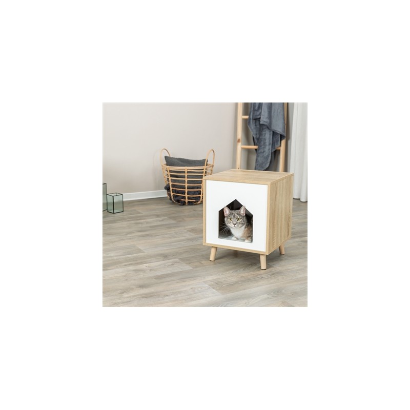 Trixie Kattenmand Huis Isa Houtlook Lichtbruin / Wit