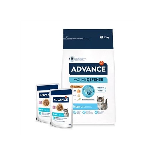 Advance Cat Kitten Chicken / Rice + 2 Pouches Chicken