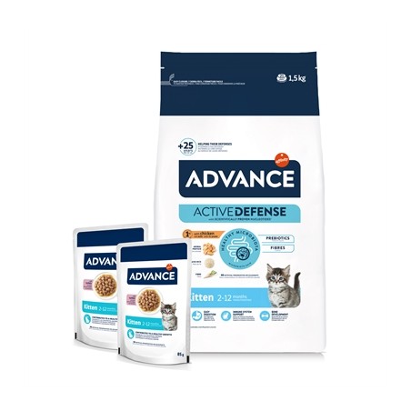 Advance Cat Kitten Chicken / Rice + 2 Pouches Chicken