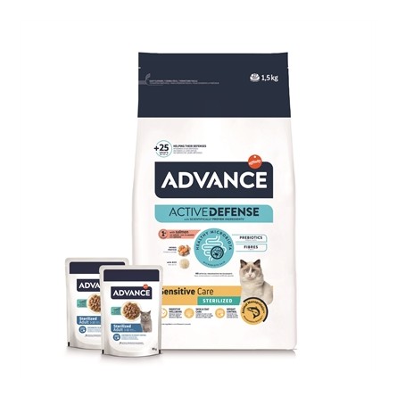 Advance Cat Sterilized Sensitive Salmon + 2 Pouches Codfish