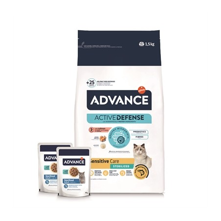 Advance Cat Sterilized Sensitive Salmon + 2 Pouches Codfish