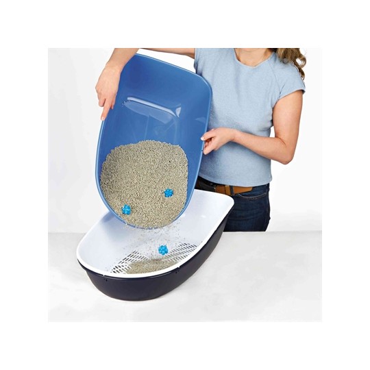 Trixie Berto Kattenbak Open Met Scheidingssyteem Grijs/Pastelblauw/Graniet