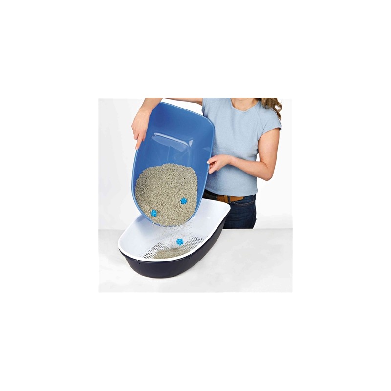 Trixie Berto Kattenbak Open Met Scheidingssyteem Grijs/Pastelblauw/Graniet