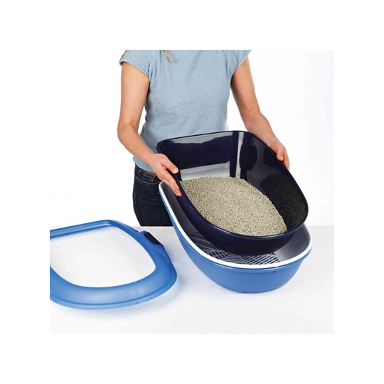 Trixie Berto Kattenbak Open Met Scheidingssyteem Grijs/Pastelblauw/Graniet