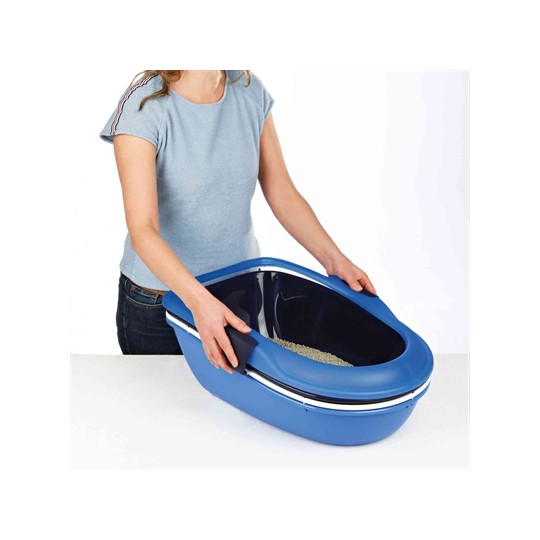 Trixie Berto Kattenbak Open Met Scheidingssyteem Grijs/Pastelblauw/Graniet