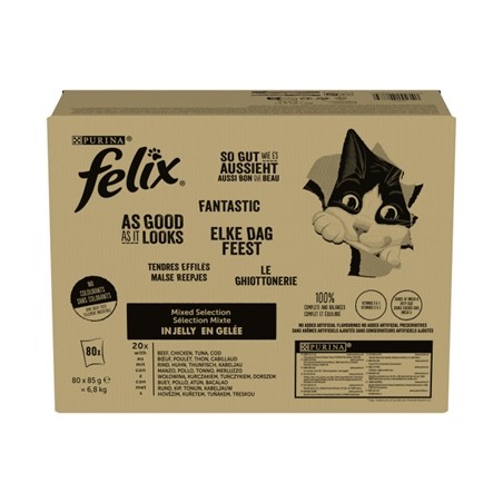 Felix Pouch Elke Dag Feest In Gelei Tonijn / Kabeljauw / Rund / Kip