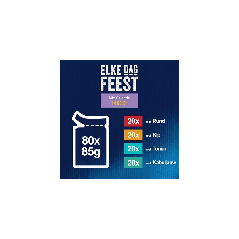 Felix Pouch Elke Dag Feest In Gelei Tonijn / Kabeljauw / Rund / Kip