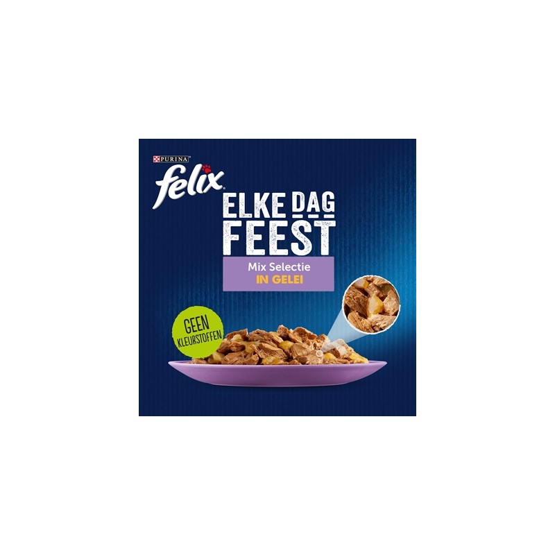 Felix Pouch Elke Dag Feest In Gelei Tonijn / Kabeljauw / Rund / Kip