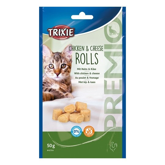 Trixie Premio Kip & Kaas Rolletjes Voor Katten Glutenvrij