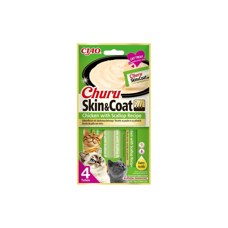 Inaba Churu Skin & Coat Chicken With Scallop Recipe