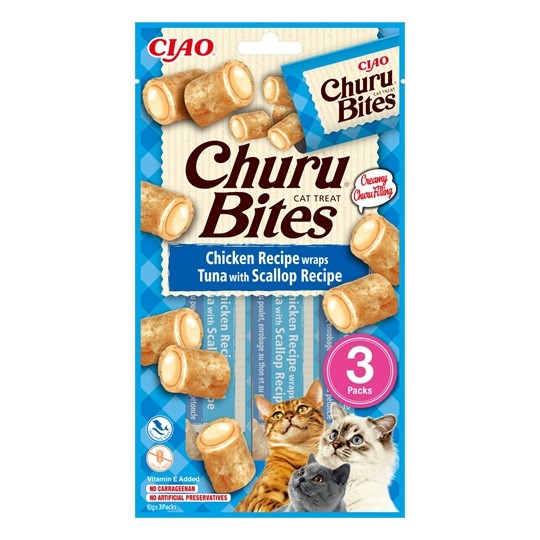 Inaba Churu Bites Cat Chicken Recipe Wraps Tuna With Scallop Recipe