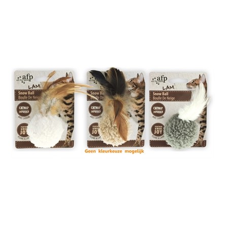 Afp Snow Ball Lamswol Met Veren En Catnip Assorti