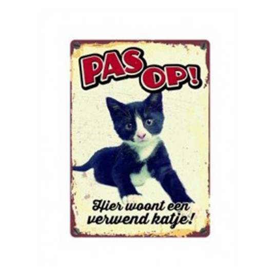 Plenty Gifts Waakbord Blik Verwend Katje