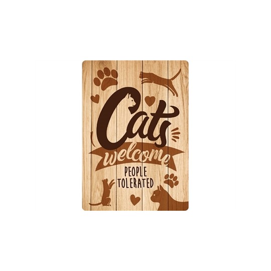 Plenty Gifts Waakbord Blik Cats Welcome People Tolerated