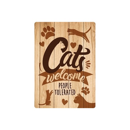 Plenty Gifts Waakbord Blik Cats Welcome People Tolerated