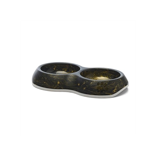 Savic Voerbak Delice Dubbel Marble Zwart / Goud