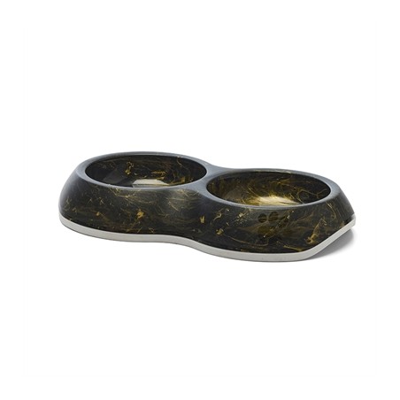 Savic Voerbak Delice Dubbel Marble Zwart / Goud