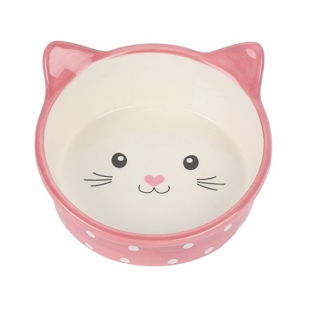 Happy Pet Voerbak Kat Polka Roze / Creme