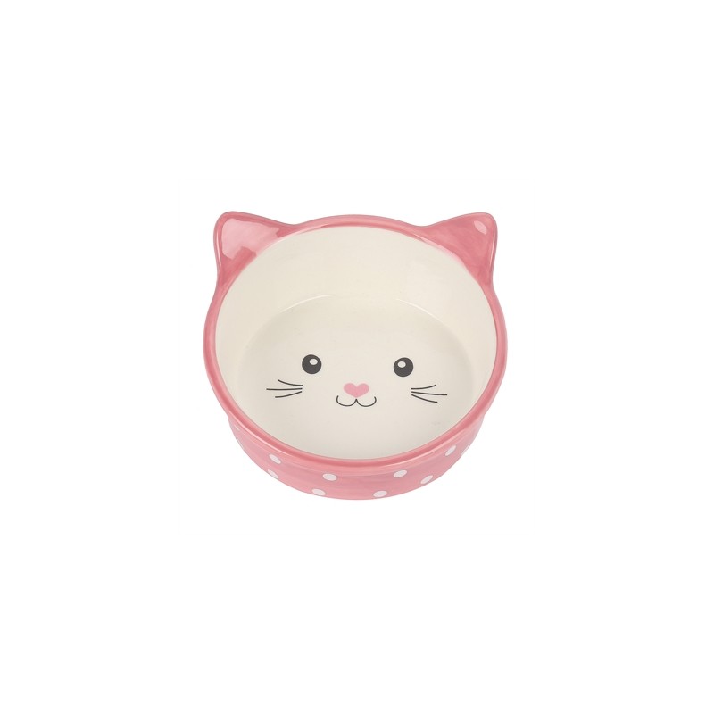 Happy Pet Voerbak Kat Polka Roze / Creme