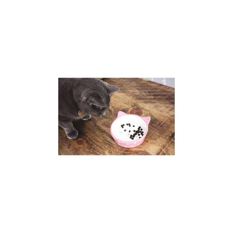 Happy Pet Voerbak Kat Polka Roze / Creme