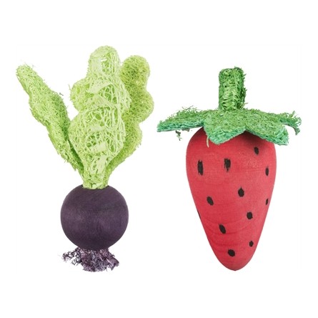 Trixie Speelbal Set Biet / Aardbei Hout / Loofah