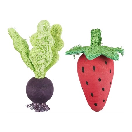 Trixie Speelbal Set Biet / Aardbei Hout / Loofah