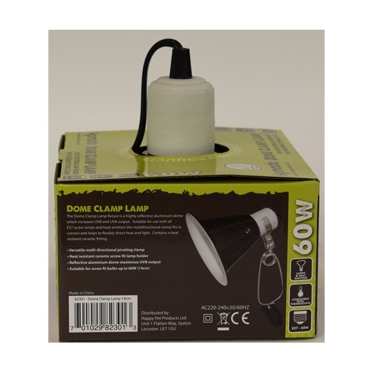 Komodo Black Dome Clamp Lamp Fixture
