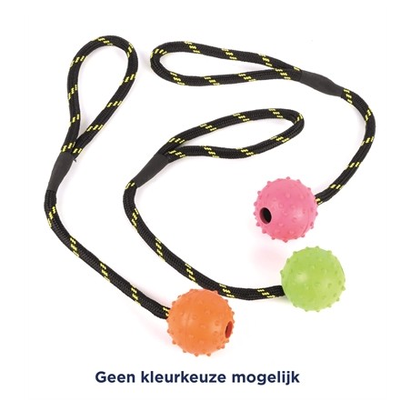 Happy Pet Tough Toys Bal Studded Aan Touw Rubber