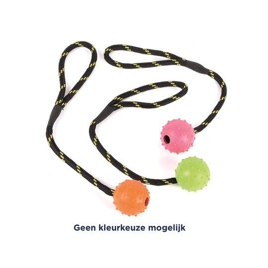 Happy Pet Tough Toys Bal Studded Aan Touw Rubber