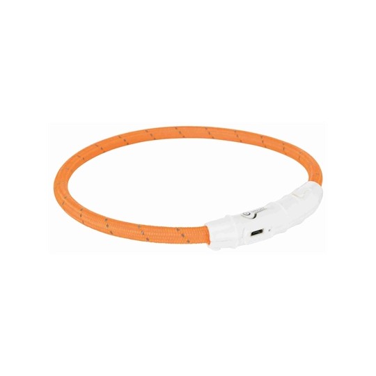 Trixie Lichtgevende Halsband Hond Flash Usb Tpu / Nylon Oranje