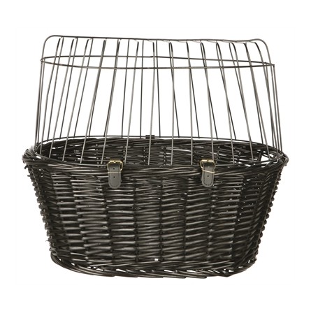 Trixie Wilgen Fietsmand Voorop Zwart Met Kussen En Kap