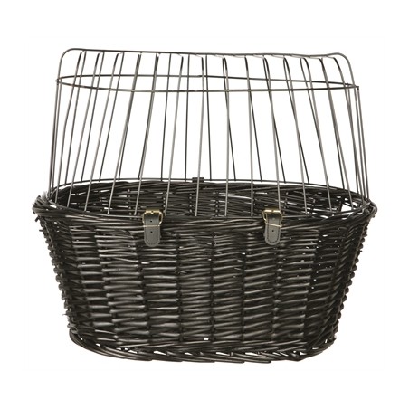 Trixie Wilgen Fietsmand Voorop Zwart Met Kussen En Kap