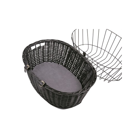 Trixie Wilgen Fietsmand Voorop Zwart Met Kussen En Kap