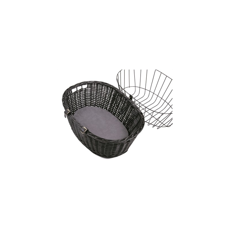 Trixie Wilgen Fietsmand Voorop Zwart Met Kussen En Kap