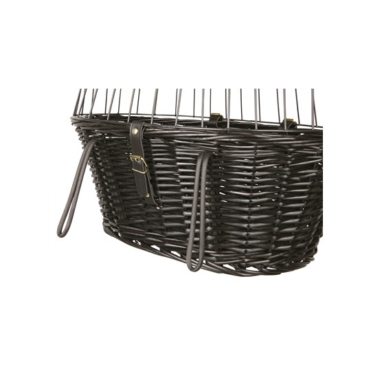 Trixie Wilgen Fietsmand Voorop Zwart Met Kussen En Kap