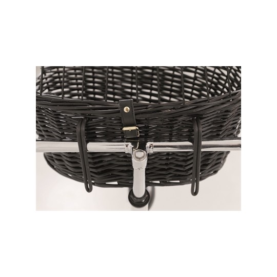 Trixie Wilgen Fietsmand Voorop Zwart Met Kussen En Kap