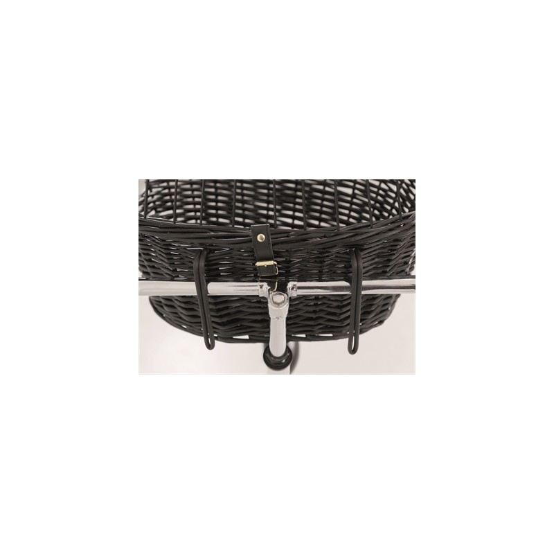 Trixie Wilgen Fietsmand Voorop Zwart Met Kussen En Kap