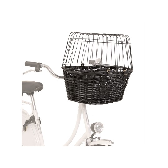 Trixie Wilgen Fietsmand Voorop Zwart Met Kussen En Kap