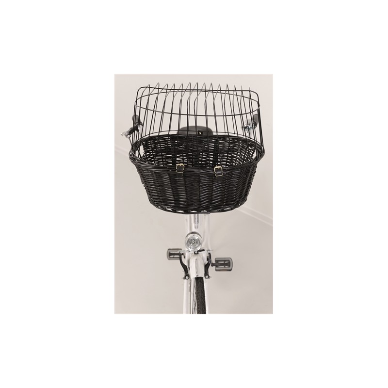 Trixie Wilgen Fietsmand Voorop Zwart Met Kussen En Kap
