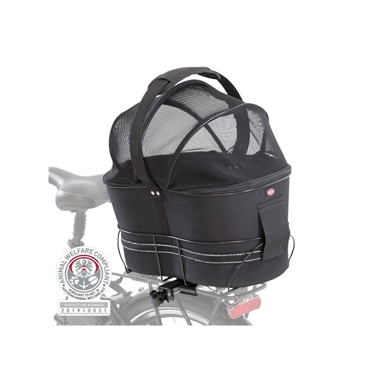 Trixie Fietsmand Achterop Zwart Met Kussen En Kap