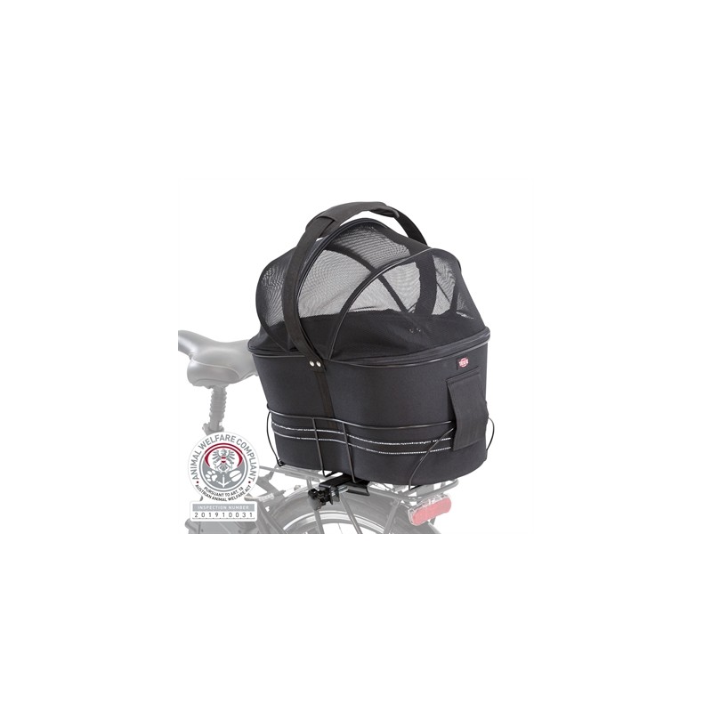Trixie Fietsmand Achterop Zwart Met Kussen En Kap
