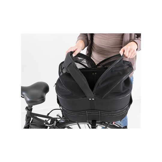 Trixie Fietsmand Achterop Zwart Met Kussen En Kap