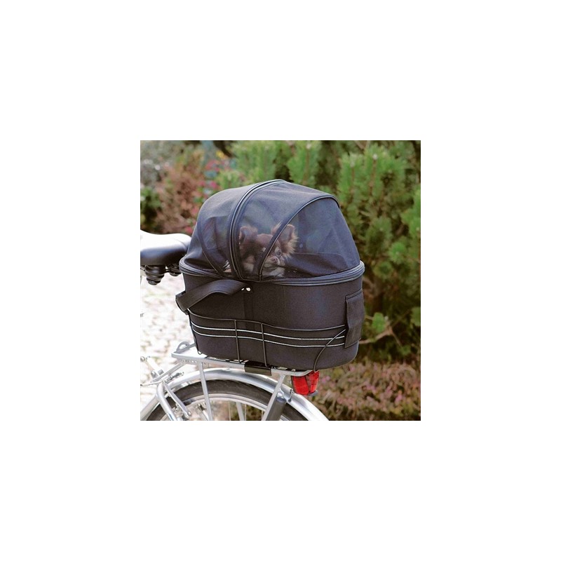Trixie Fietsmand Achterop Zwart Met Kussen En Kap