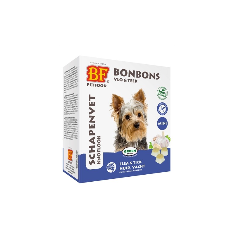 Bf Petfood Schapenvet Mini Bonbons Knoflook