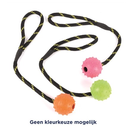 Happy Pet Tough Toys Bal Studded Aan Touw Rubber