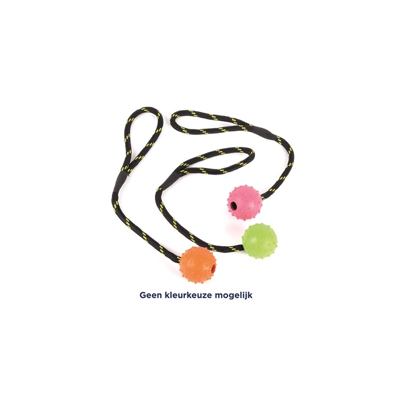 Happy Pet Tough Toys Bal Studded Aan Touw Rubber