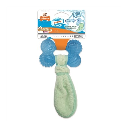Nylabone Puppy Freezer Bone With Wash Cloth Pindakaassmaak