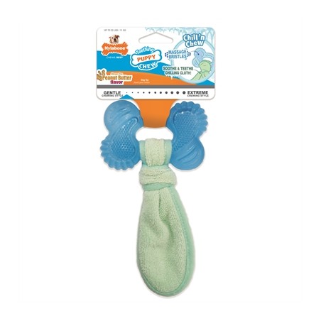 Nylabone Puppy Freezer Bone With Wash Cloth Pindakaassmaak