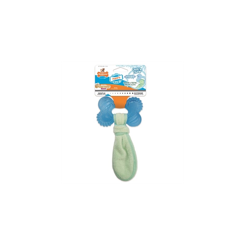 Nylabone Puppy Freezer Bone With Wash Cloth Pindakaassmaak